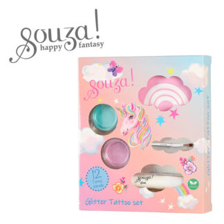 Souza! Tatuaże brokatowe z szablonami dla dzieci 12 elementów Jednorożec