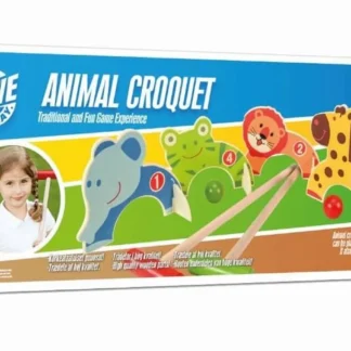 Tactic Games Tactic Active Play Krokiet drewniany dla dzieci ze zwierzątkami, gra plenerowa