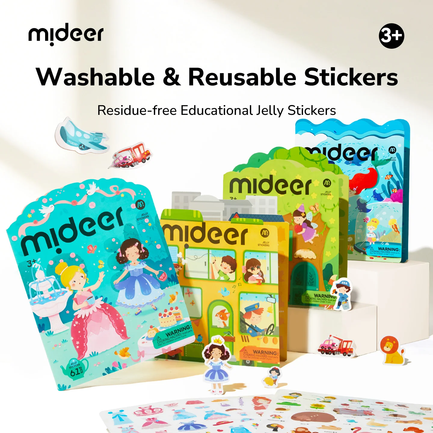 Mideer Żelowe naklejki wielorazowe – Princess Dress-Up (61 sztuk) - obrazek 3